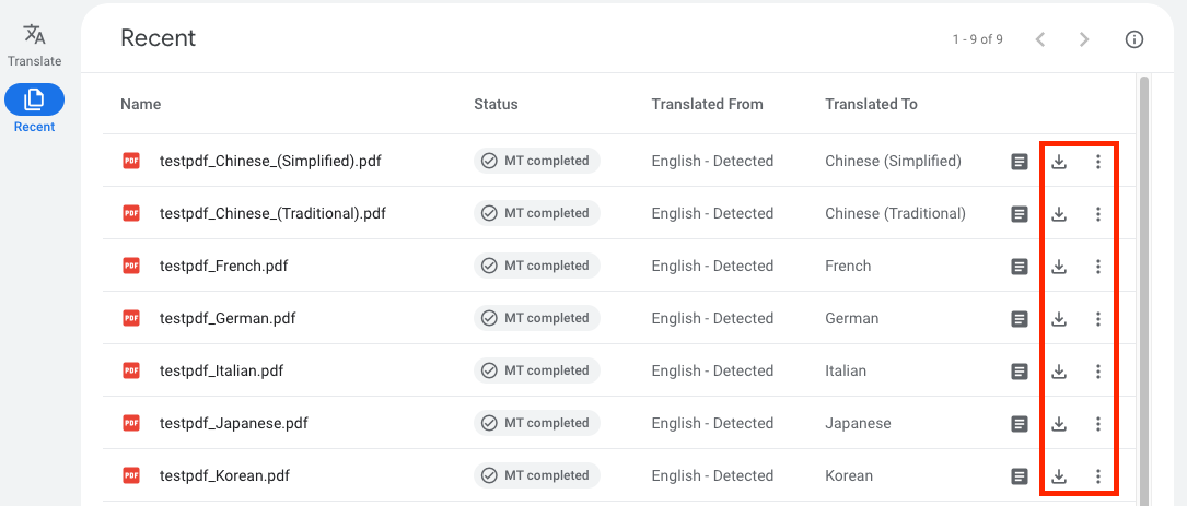 Download or export translated files