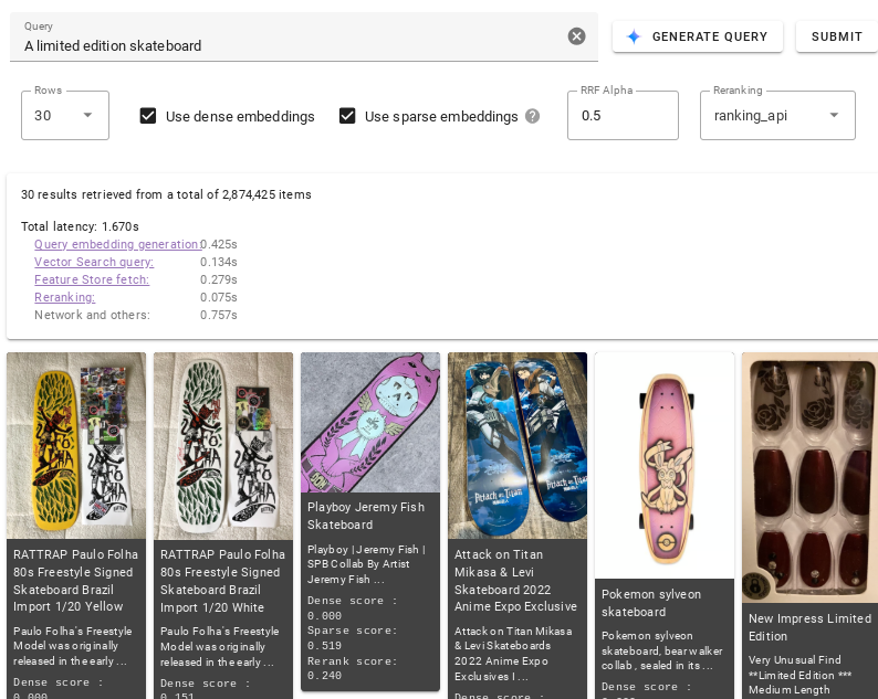 Interroger les résultats à l'aide de la démo interactive en direct de Vector Search