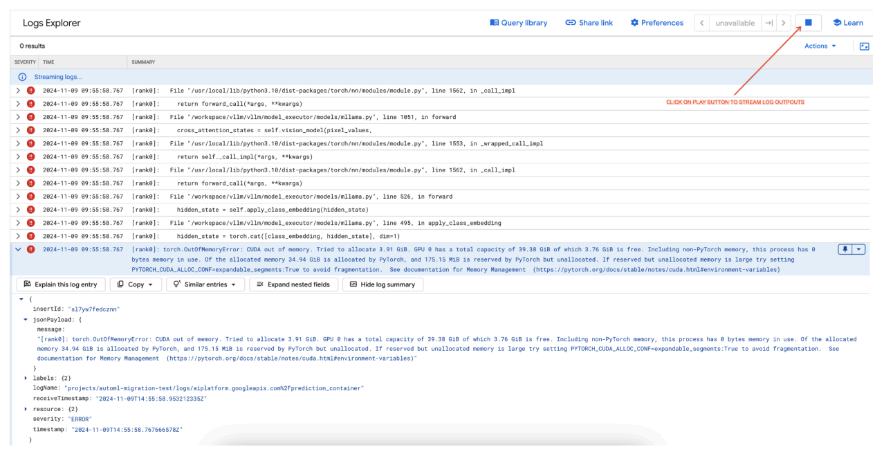 メモリ不足(OOM)GPU エラーログ