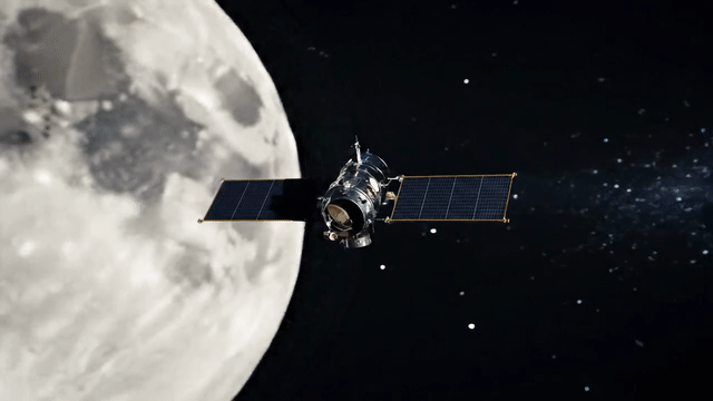 Satélite flutuando na atmosfera.