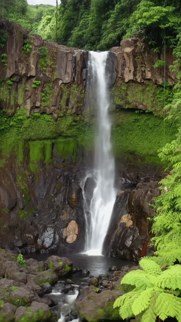 A cachoeira é absolutamente linda.