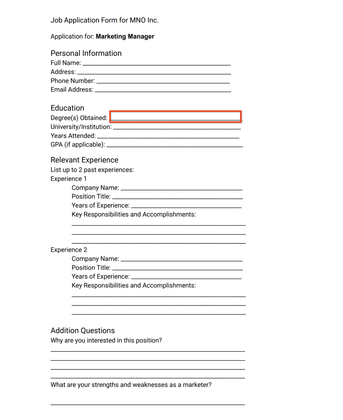 image of job application